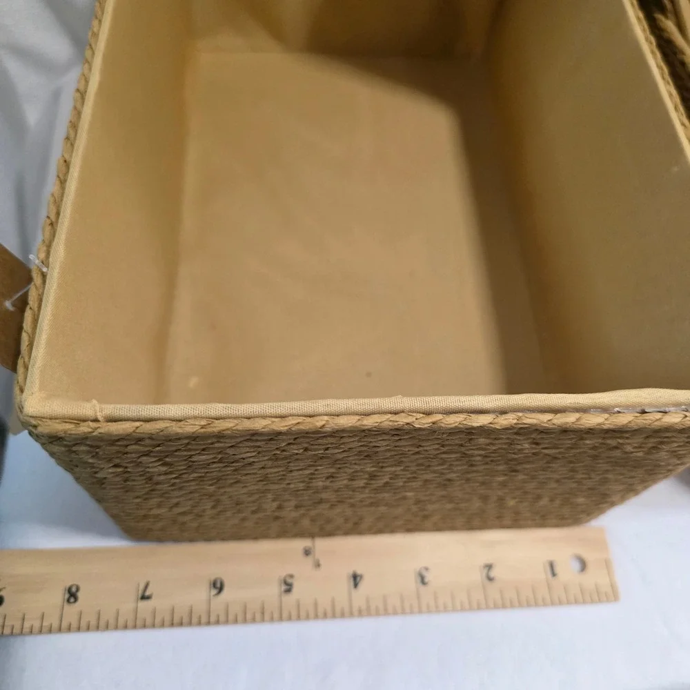 Proland 4 Piece Nesting Woven Storage Basket Set Tan Lined Rectangular Bins